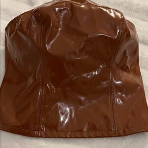 Anthropologie Chocolate Faux Leather Bustier